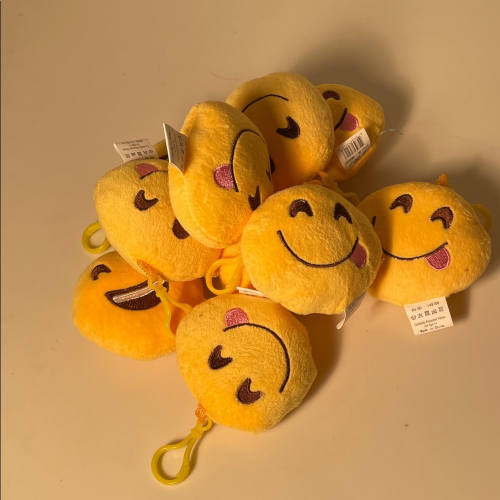 Yellow Emoji Plush Keychain Set